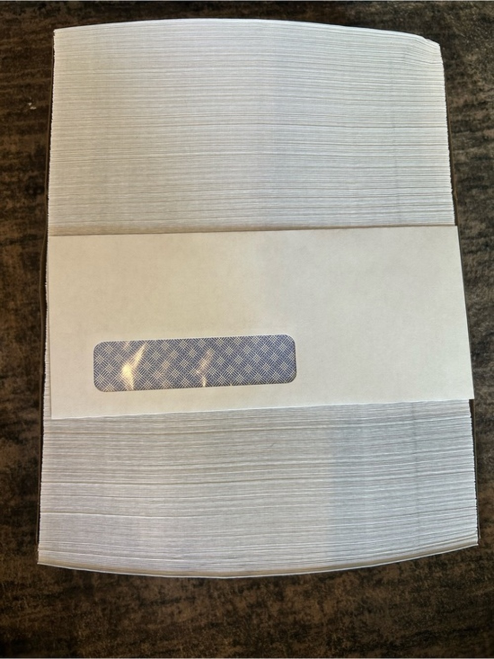 White Window Envelope Stack with Blue Security Tint